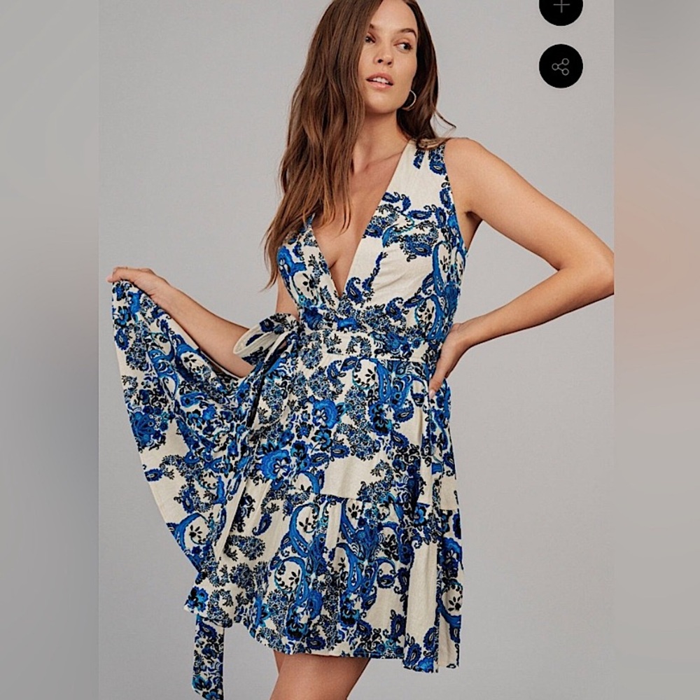 NWT Christian Lacroix blue wrap dress paisley Medium / M NEW - Picture 2 of 8